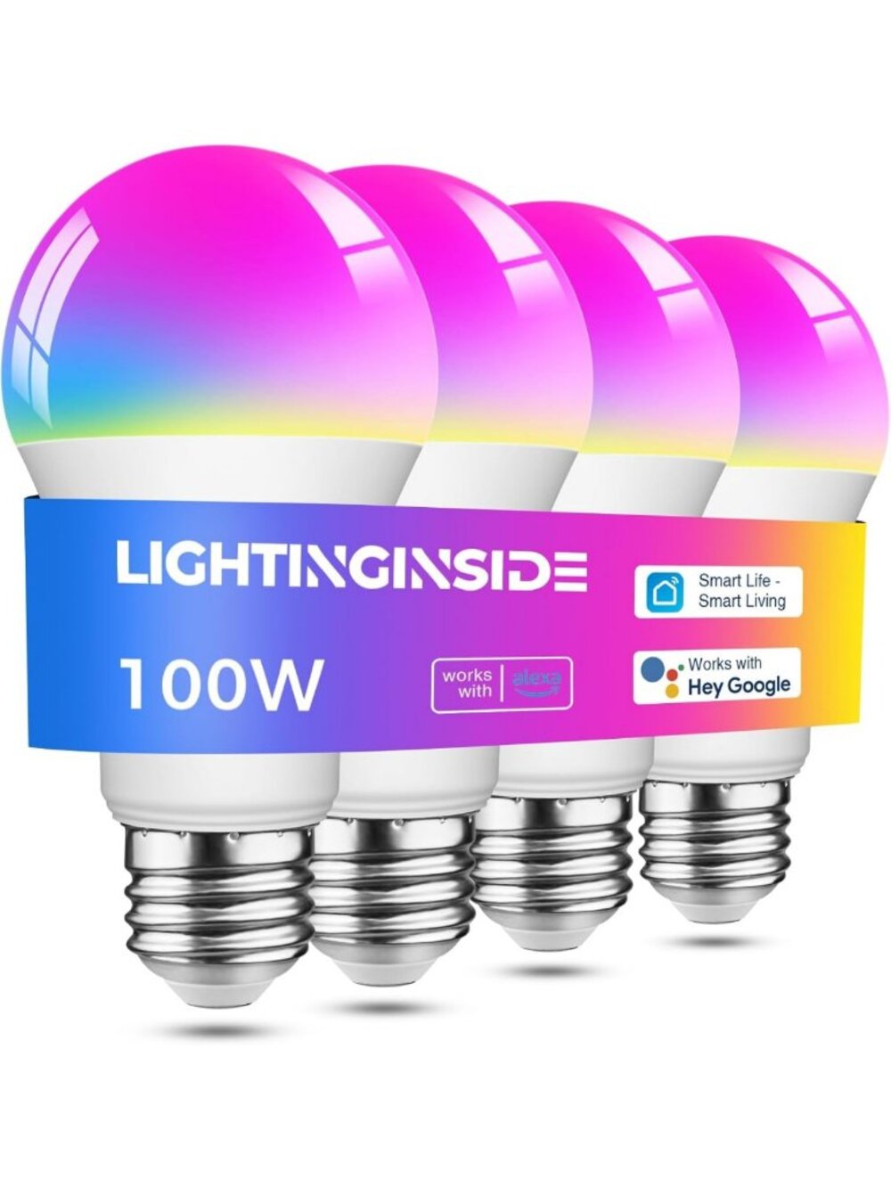Smart LED Light Bulbs 100W Compatible with Alexa & Google Home, 4-Pack